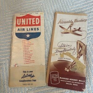 Very Old United Airlines Timetable (Nov. 1, 1945) and Travel Guide.